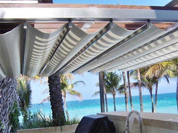 2024 custom Fashion Design colored striped Wave shade sails